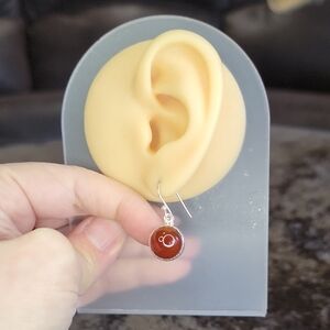 Carnelian And Sterling Silver Drop Earrings